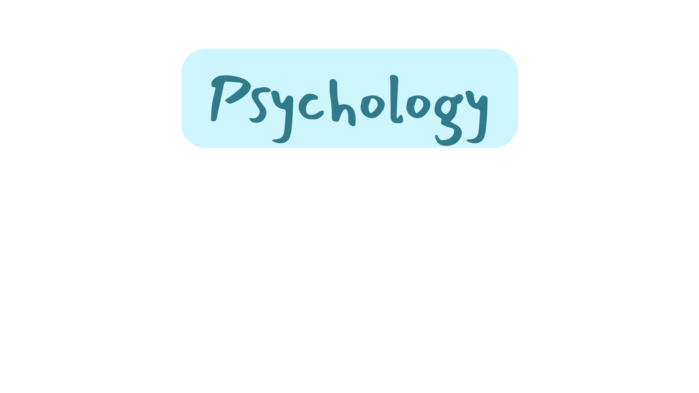 A teal text bubble on a soft cyan background labeled "Psychology" in a medium teal font.