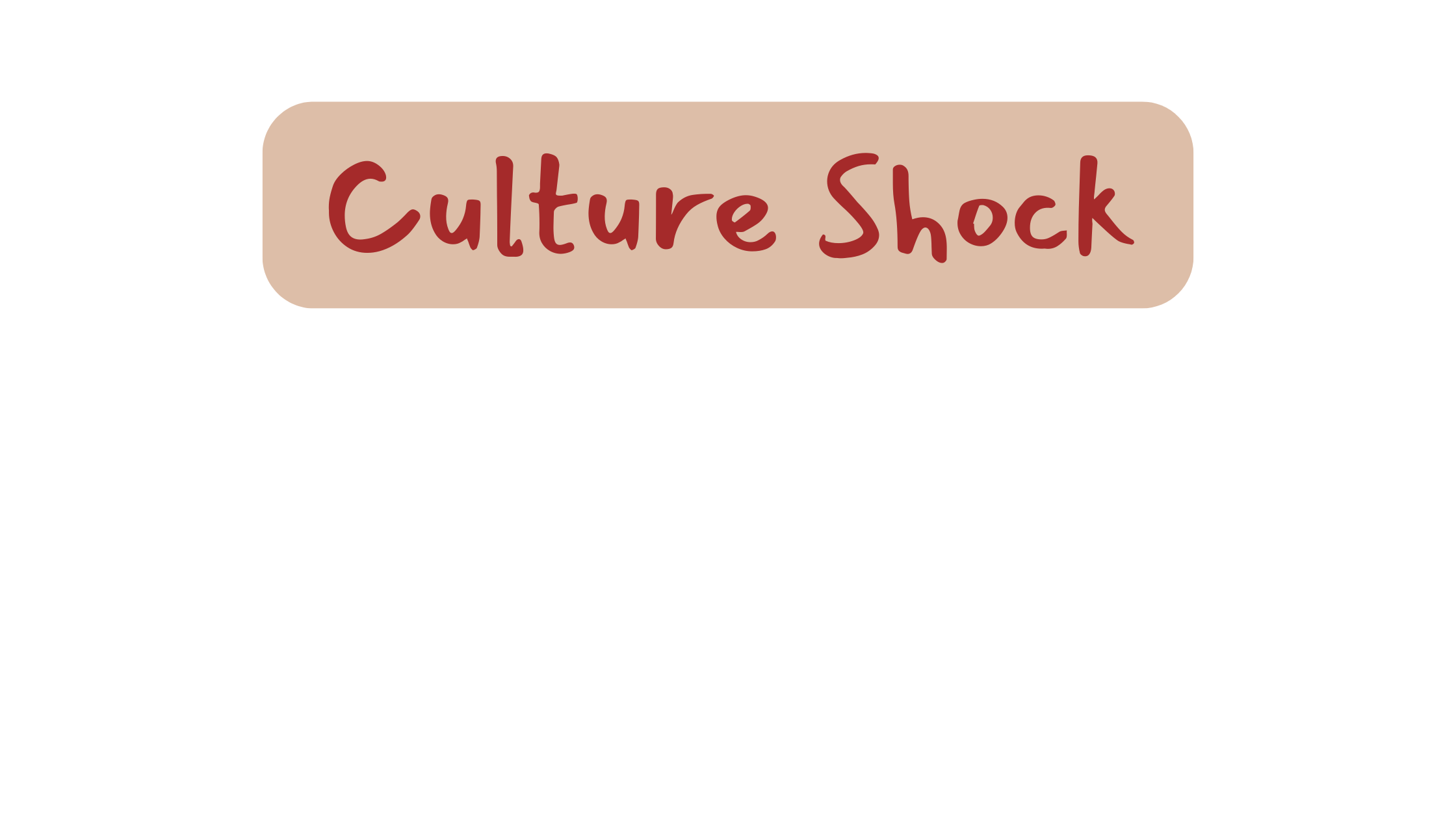 A brown text bubble on a faded brown background labeled "Culture Shock" in a brown font.
